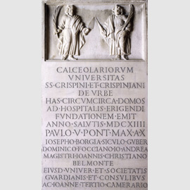 Lapide in marmo dell??Università dei Calzolai, 1614