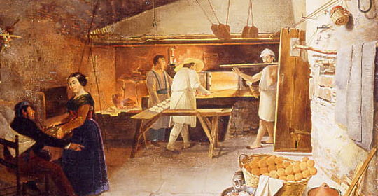 Adriano Trojani, Interno di un forno, 1844, olio su tela, particolare