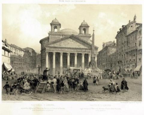 Felix Benoist, Adolphe Jean Baptiste Bayot-Eugène Ciceri, Predica in piazza della Rotonda, 1870