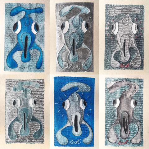 P.A. Orecchioni. LOST - Pesci spaesati, 2023-2025. Tecnica mista su tela