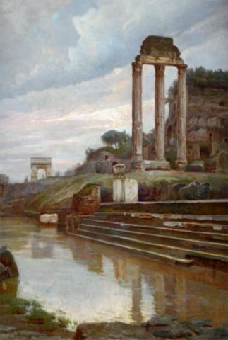 Il Foro Romano allagato dalla piena del Tevere